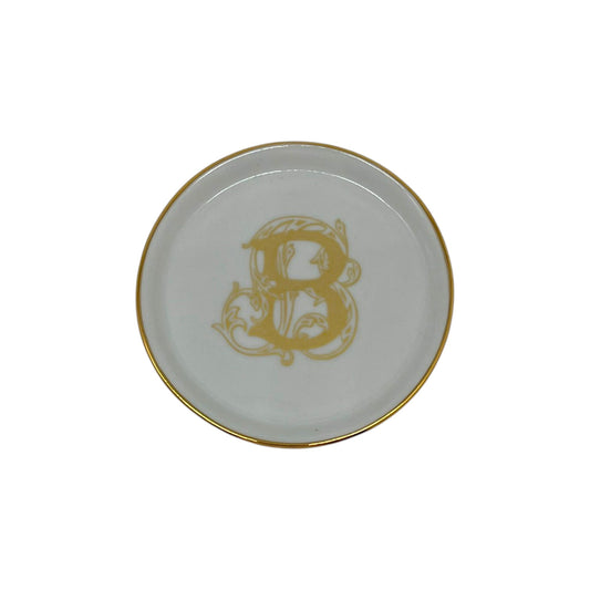 Faux Gold Monogram Gold Banded Coaster, 4"