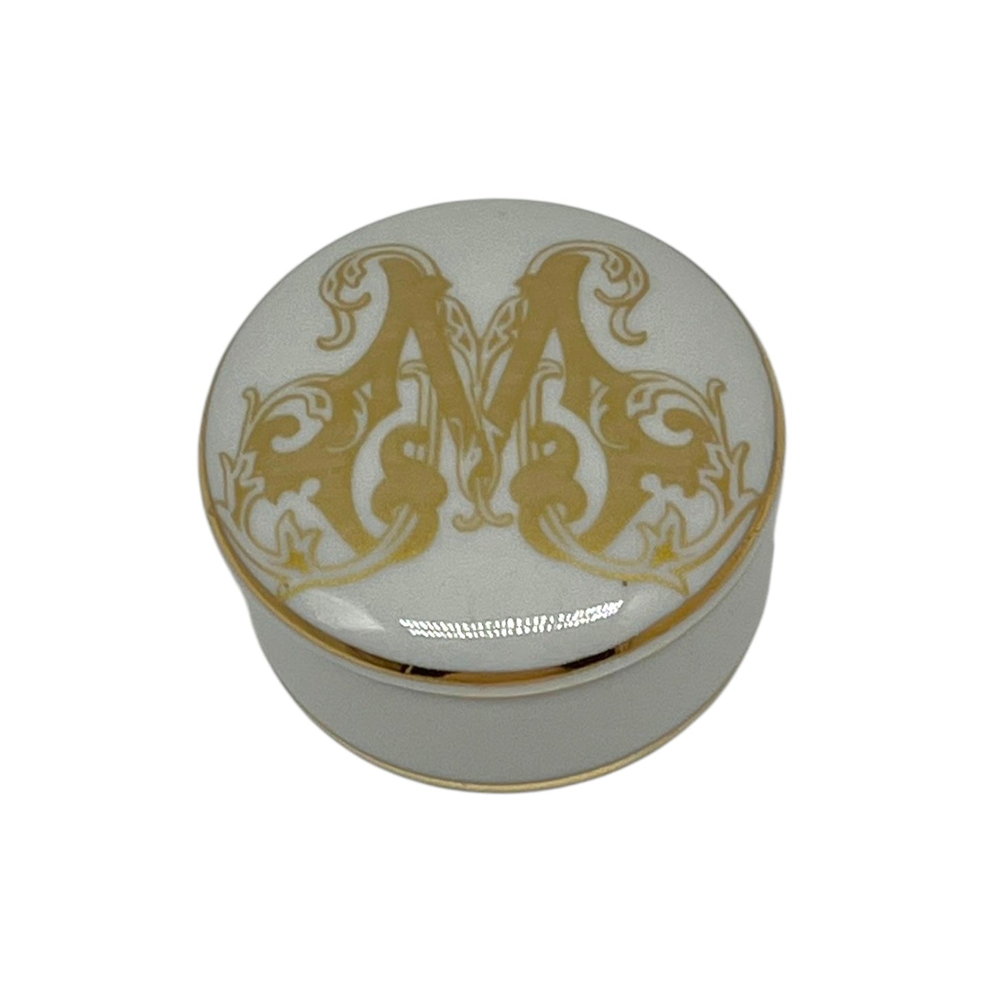 Monogram Gold Banded Round Box, 2 1/2" – Faux Gold
