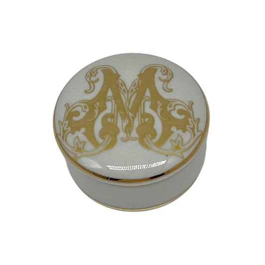 Monogram Gold Banded Round Box, 2 1/2" – Faux Gold