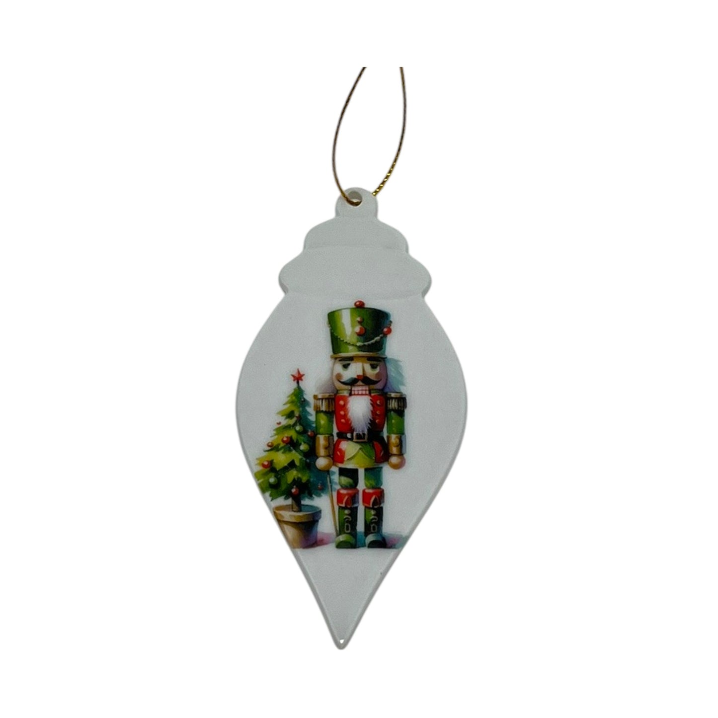 Classic Nutcracker Teardrop Porcelain Ornament
