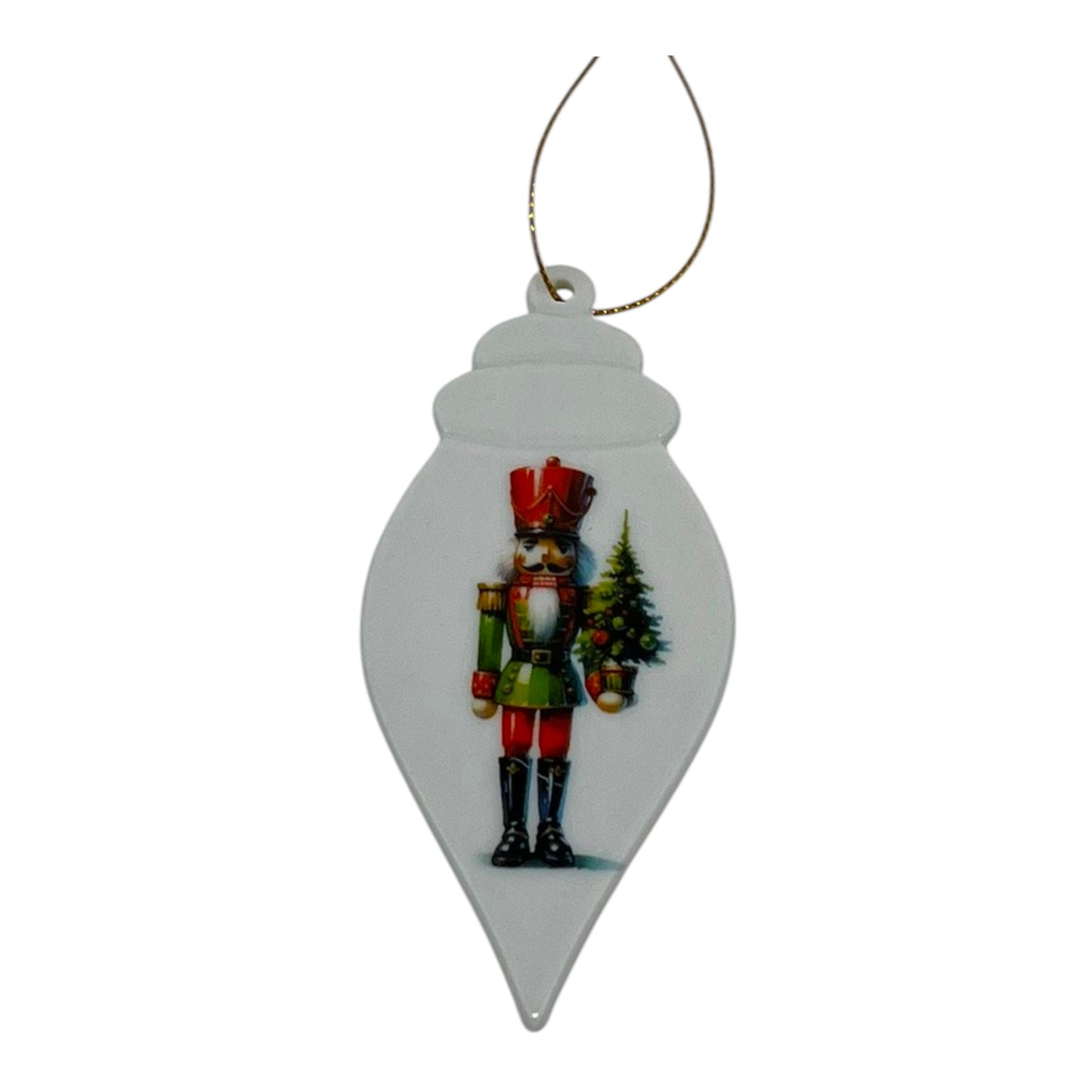 Classic Nutcracker Teardrop Porcelain Ornament