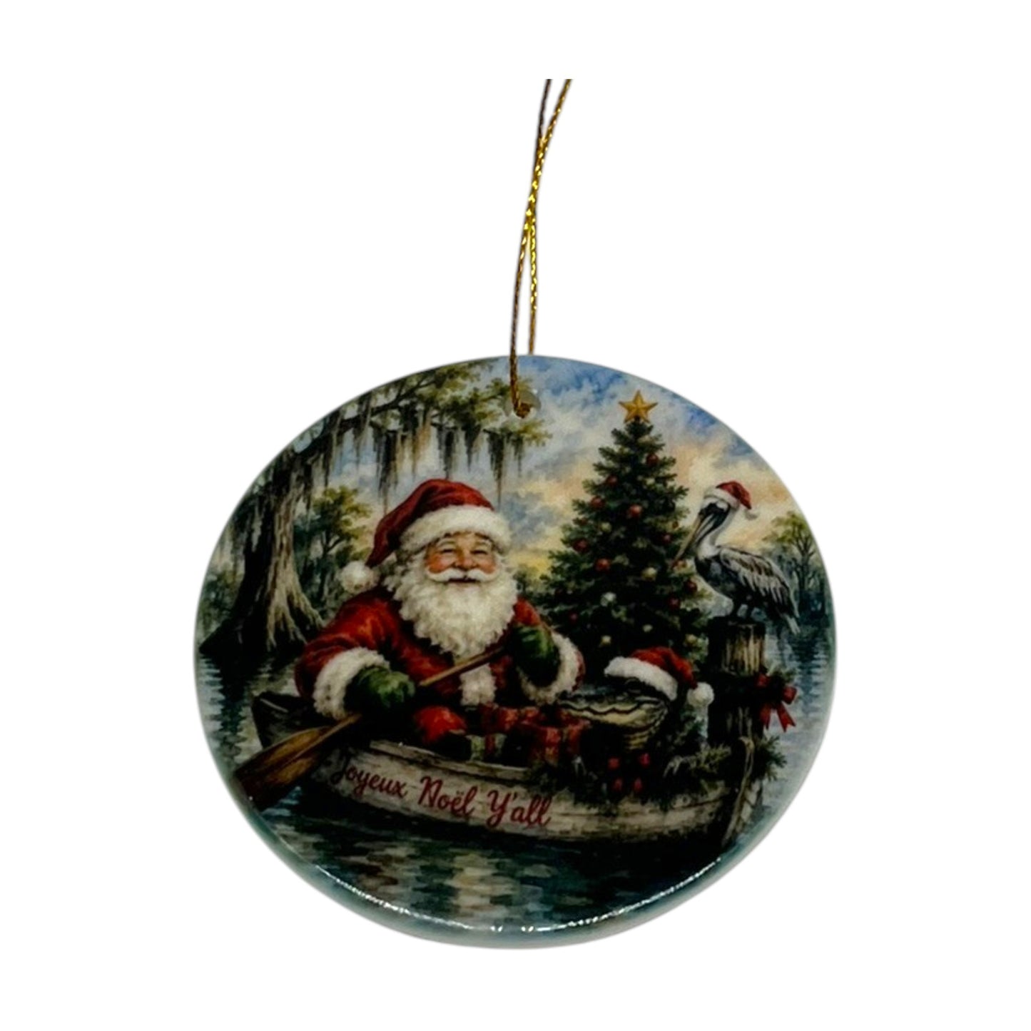 Joyeux Noël Y'all Santa Porcelain Ornament – 3"