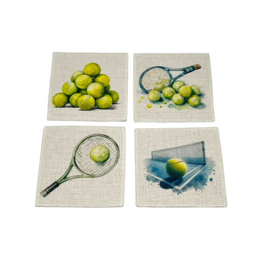 Tennis Coasters (linen - set of 4)