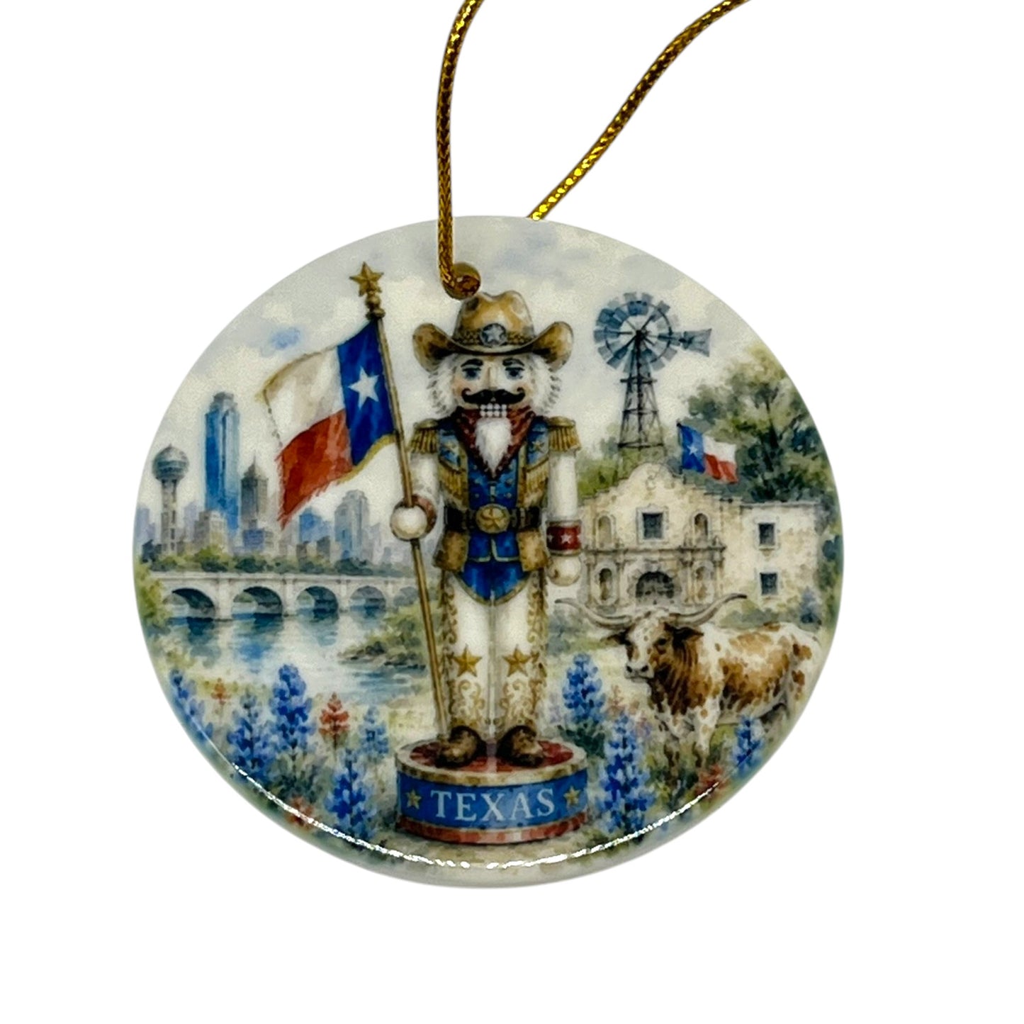 Texas Nutcracker Porcelain Ornament – 3"