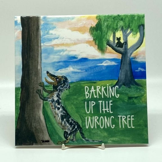 Barking Up The Wrong Tree Tile, 8"